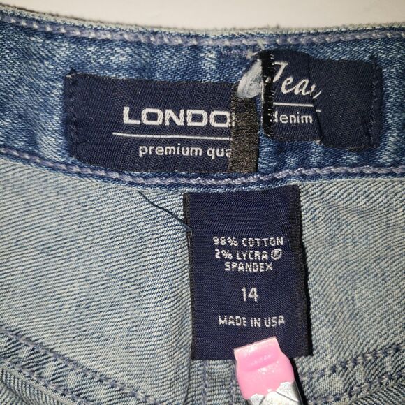 LONDON JEAN Button Fly Medium Wash Straight Leg Denim Jeans Womens Size 14 - Picture 6 of 8